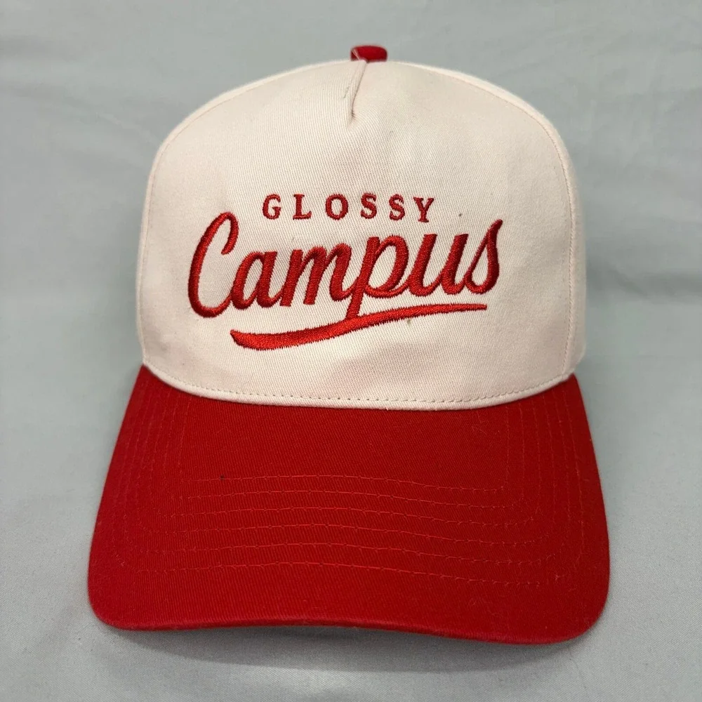 Toptie Snapback Hat Glossy Campus Mens OSFA Red Cream Embroidered Cap